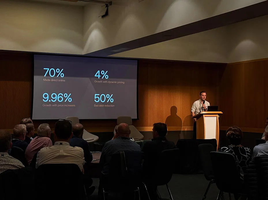 Gavin Shields speaking at industry conference