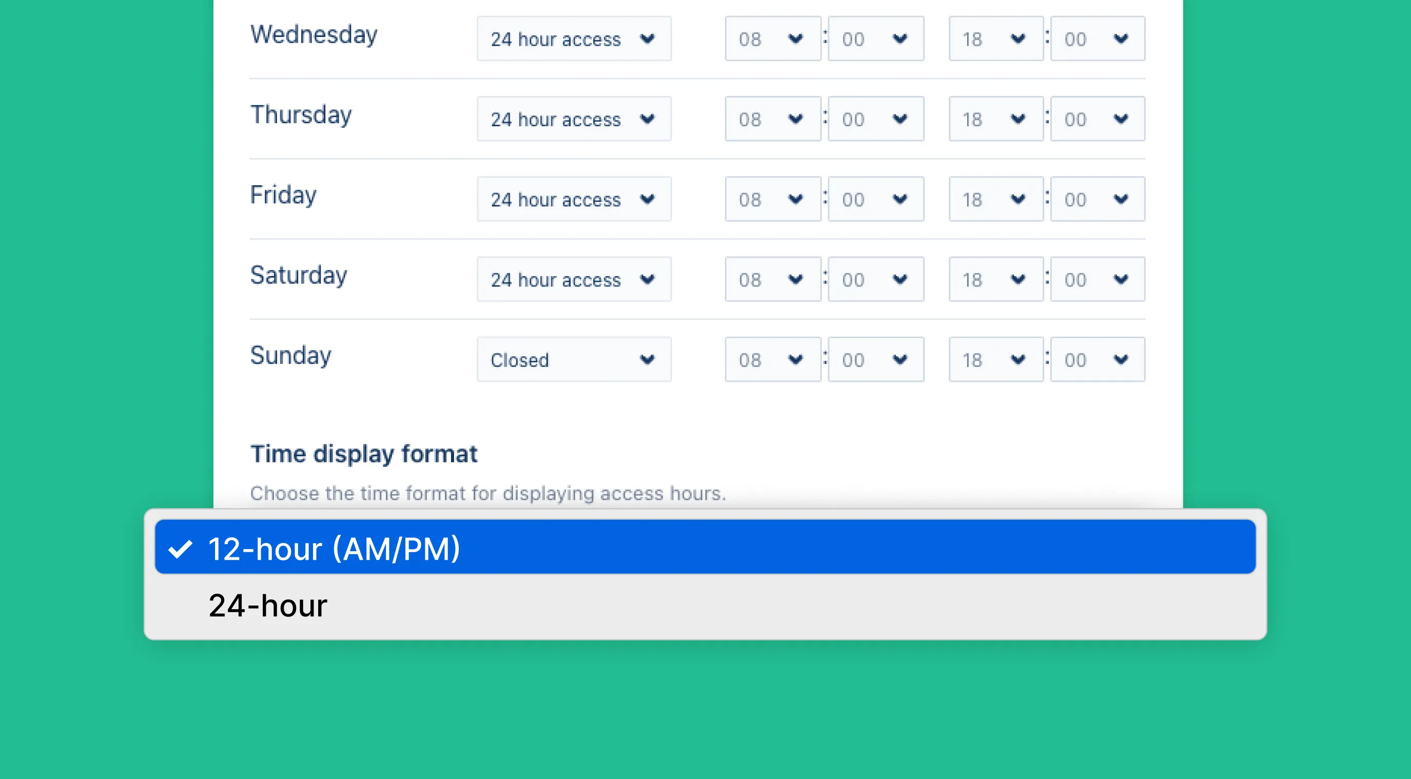 Choose your Storefront time format